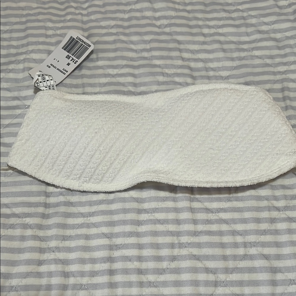 White Textured Bandeau Top